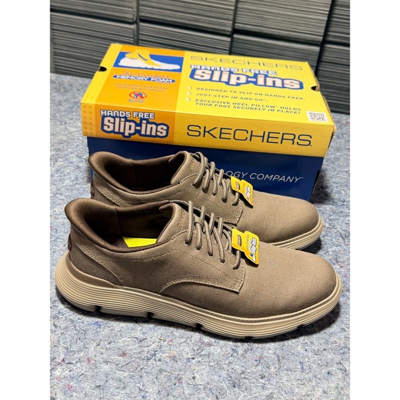 Skechers Hands Free Slip Ins Mens Size‎ 11 Dark Taupe Air Cooled Memory Foam